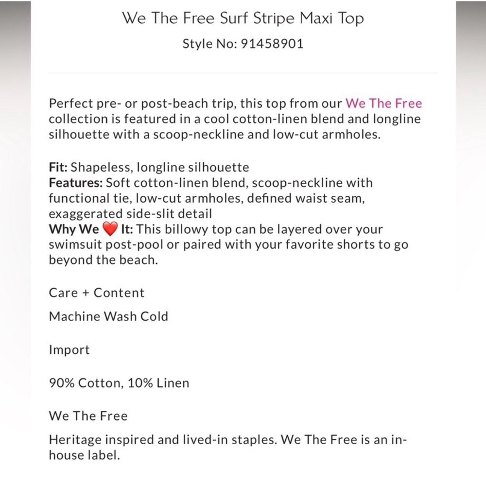 Free People We The Free Surf Stripe Maxi Top Cotton Linen Blend Beach Vacation - Picture 15 of 15